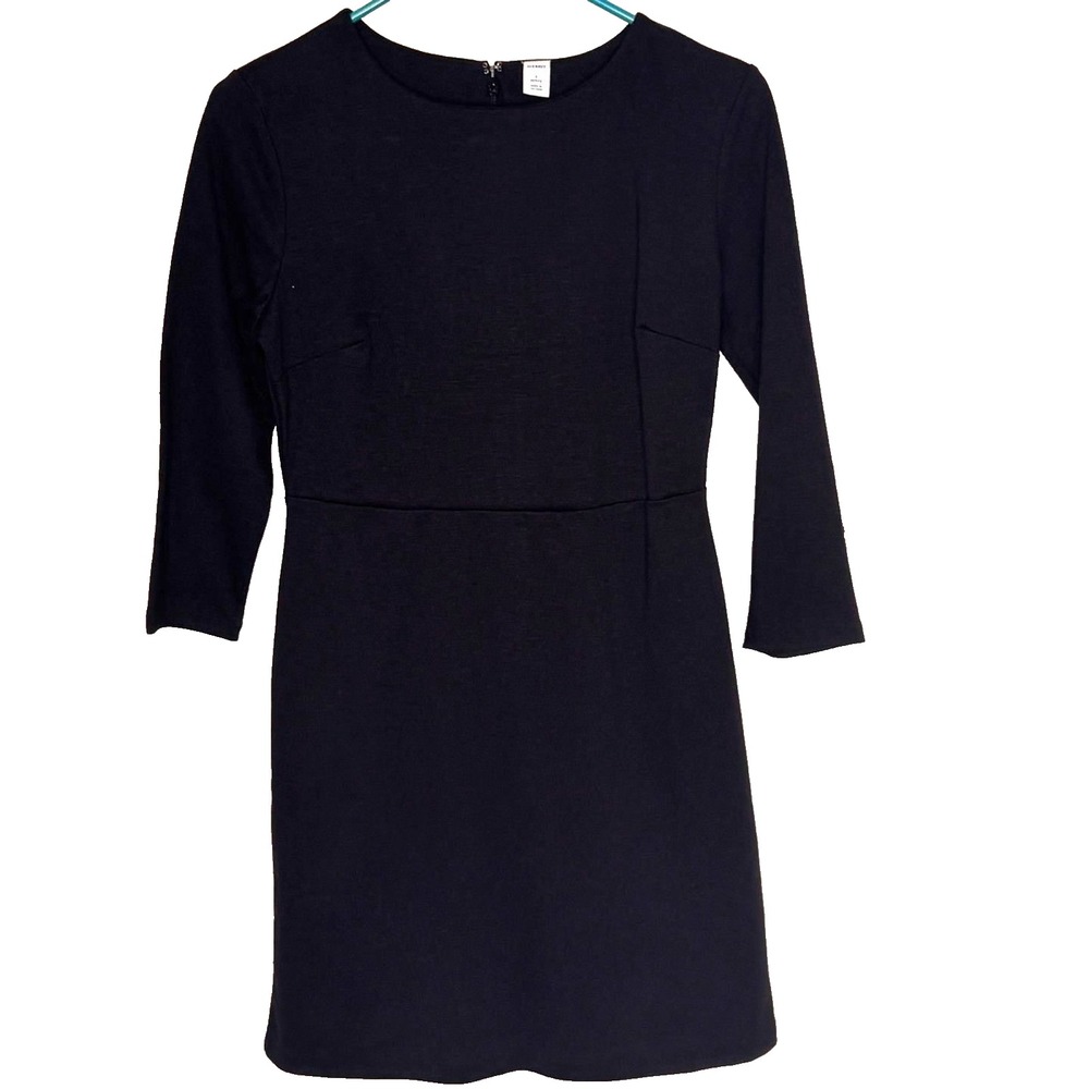 NWT Old Navy Sheath Dress Womens Small‎ Petite Black Knit Ponte Classic Normcore
